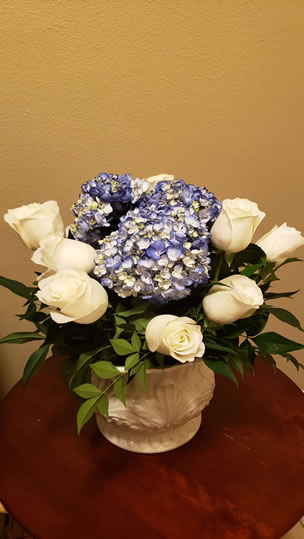 Blue Hydrangea White Rose Bamboo Nandina